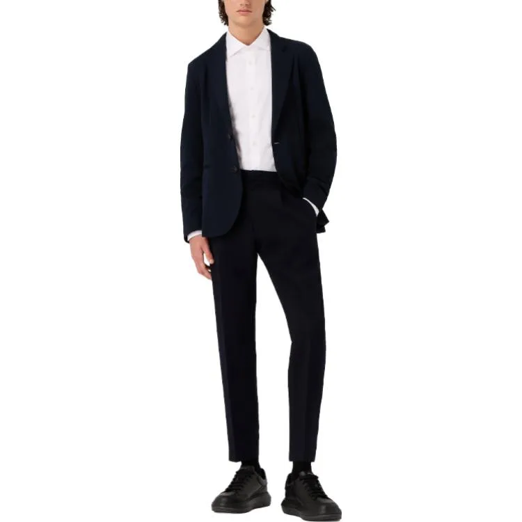 EMPORIO ARMANI Костюм Business Suits мужской синий с умеренным воротником — фото 4