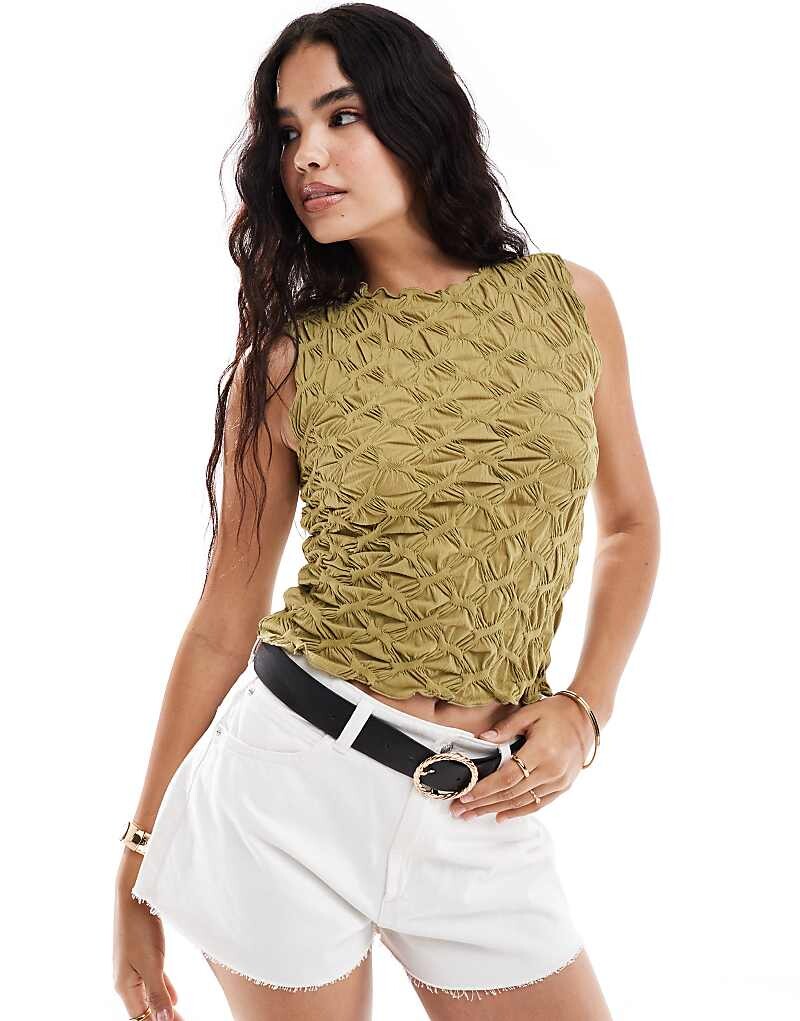 

Оливковый трикотажный топ без рукавов Vero Moda