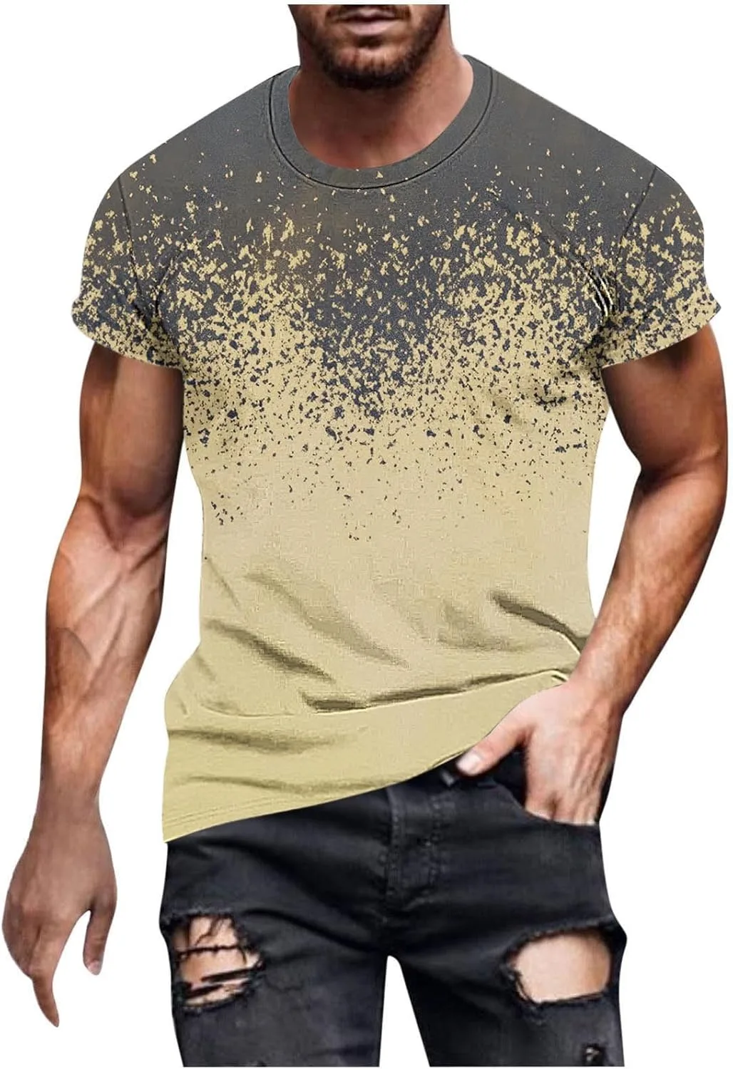 

Мужская футболка с коротким рукавом Slim Fit Crewneck Gradient QUNPIU