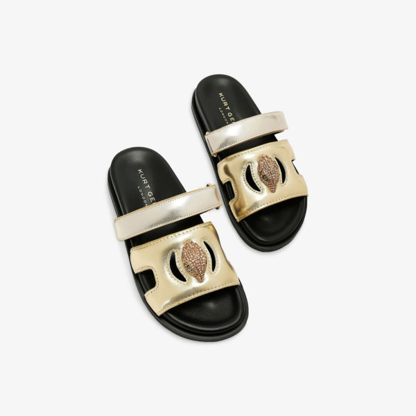 Сандалии Kurt Geiger London из металлизированной кожи с вырезом в виде орла, золотой — фото 2