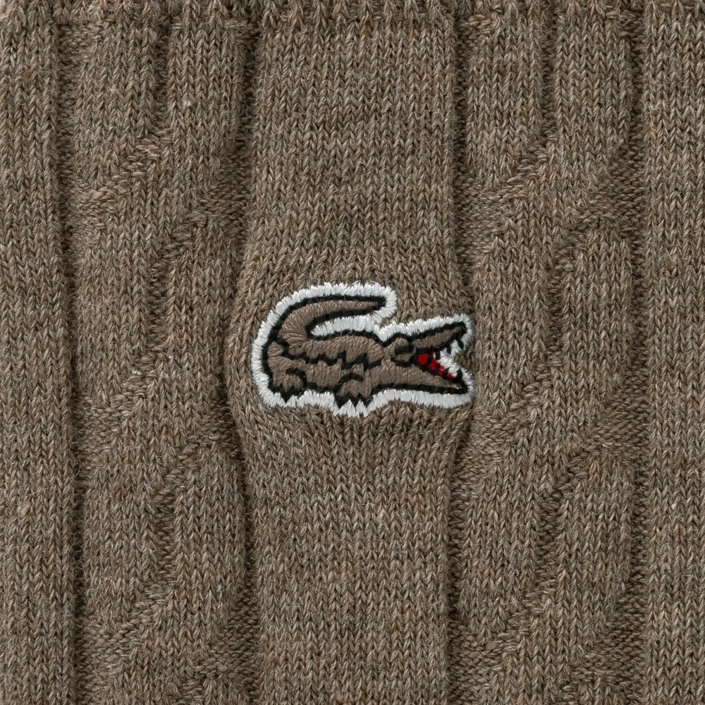 Носки женские Lacoste Cable, средней длины, с узором косичка, белые — фото 2