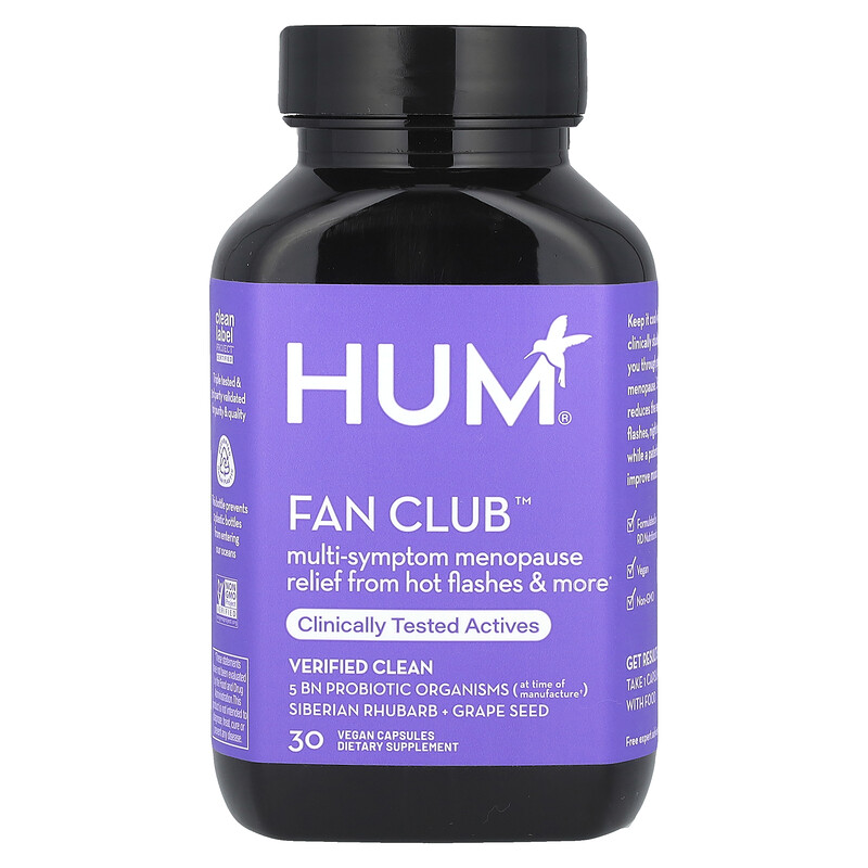 

HUM Nutrition, Fan Club, Multi-Symptom Menopause Relief, 30 Vegan Capsules