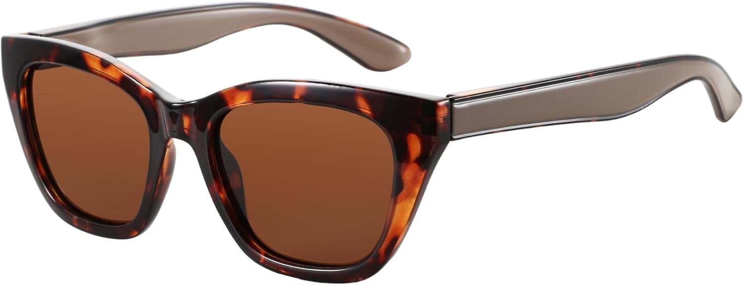 

Женские поляризованные солнцезащитные очки ZENOTTIC «Кошачий глаз»: модные солнцезащитные очки для женщин - ретро-классические очки с защитой от УФ-излучения UV400, C02 Tortoise Frame Brown Lens