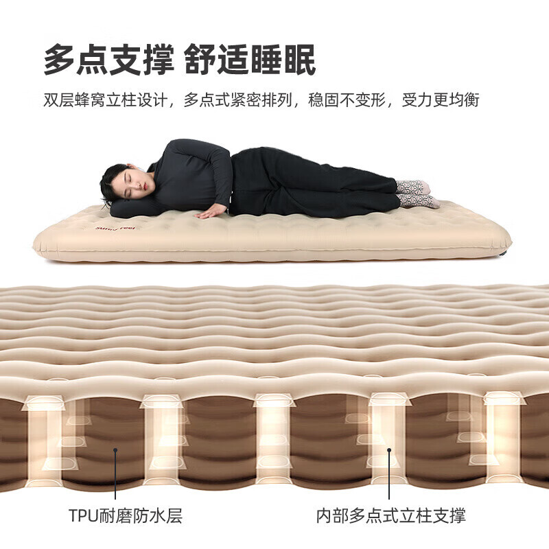 

Воздушная подушка Jingdian Guangnian для кемпинга, ТПУ, бежевая, двойная, 200*140*16 см