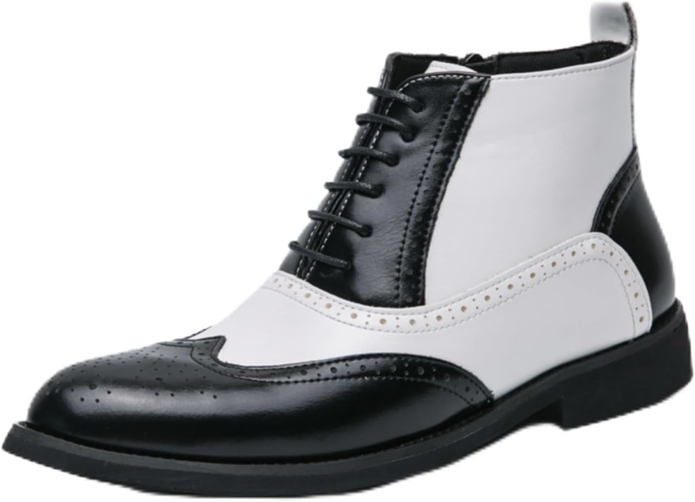 

Мужские туфли-броги YRZHGDL с крыльями, двухцветная кожаная обувь высокого верха Чакка Оксфорды, белый/черный