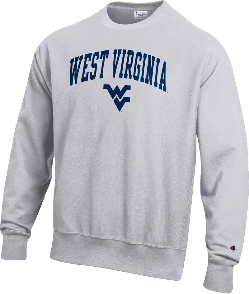 

Мужская серая толстовка с круглым вырезом с обратным плетением Champion West Virginia Mountaineers