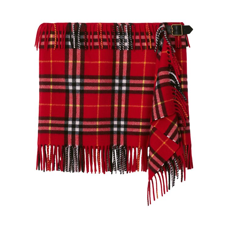 

Юбка Burberry Check Wool Cashmere Scarf Skirt Currant, красный