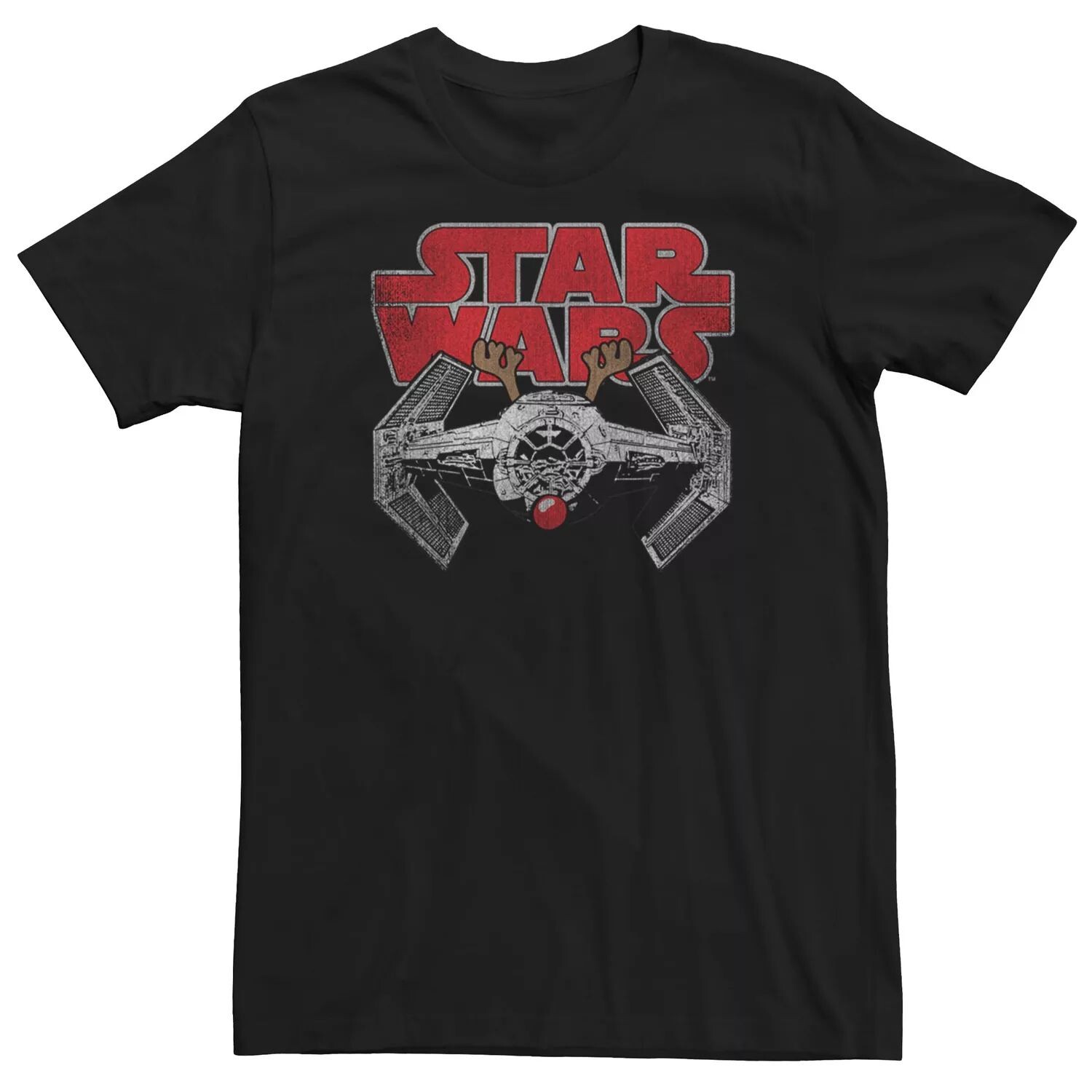 

Мужская рождественская футболка «Звездные войны Рудольф TIE Fighter» Licensed Character, черный