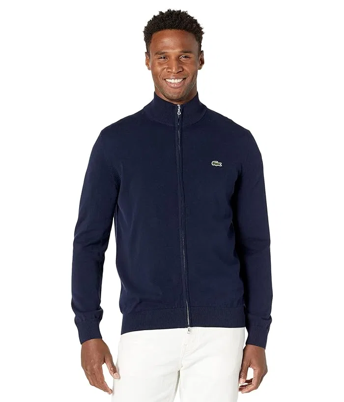 Свитер с высоким воротником флис полносью застежка на молнии Lacoste, Black/Gold