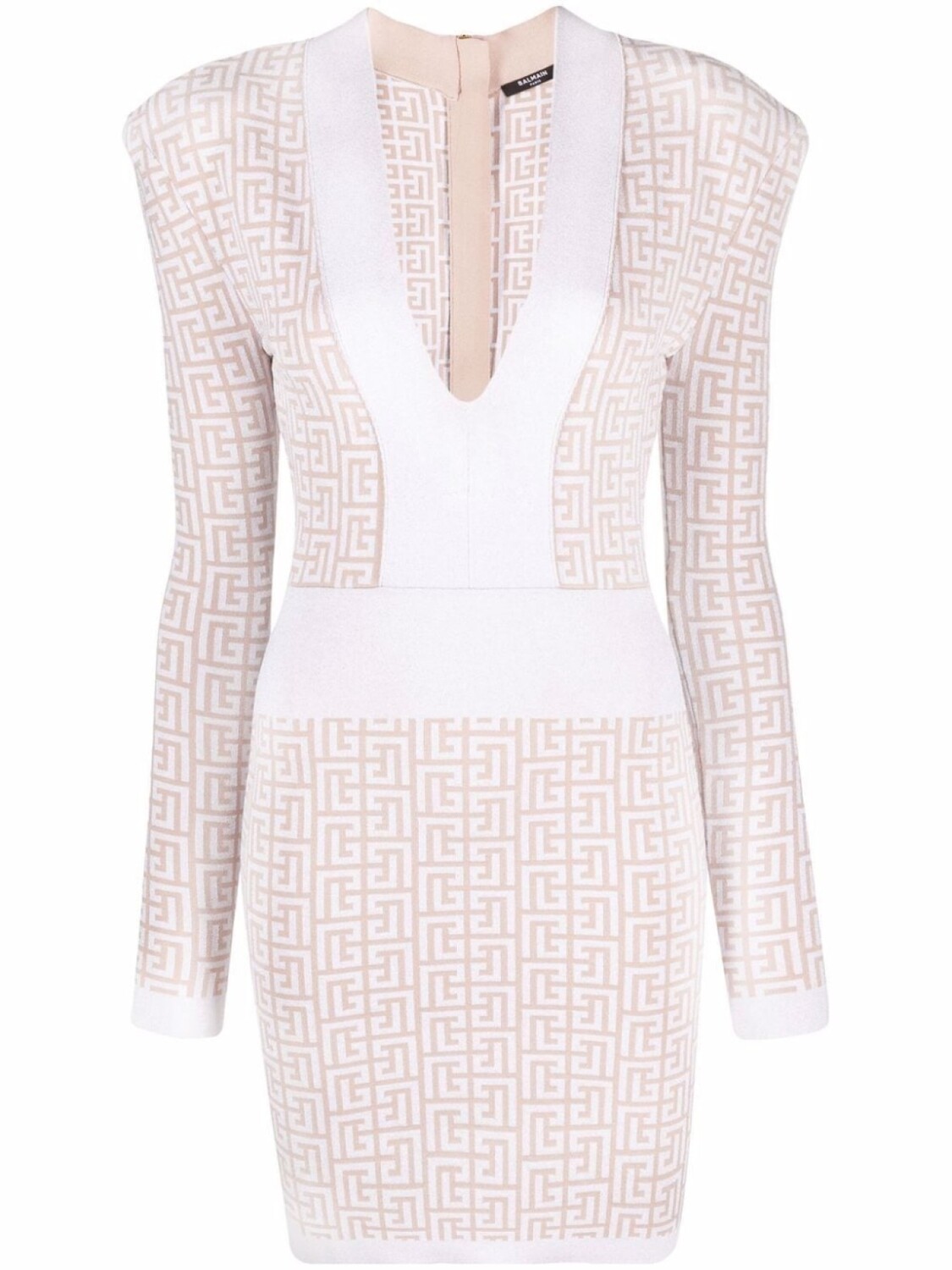 

Balmain платье с длинными рукавами и монограммой, нейтральный цвет