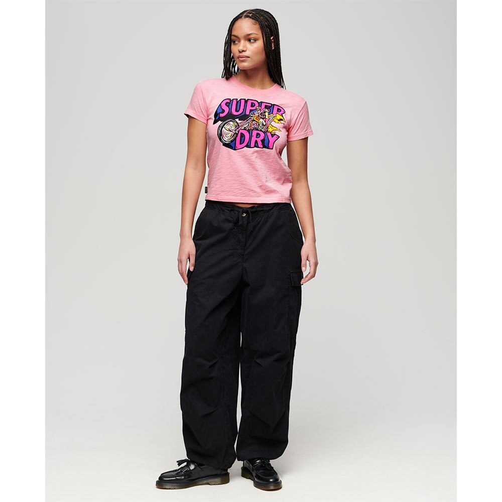 Футболка с коротким рукавом Superdry Neon Motor Graphic Fitted, розовый — фото 4