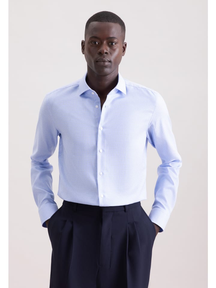 

Seidensticker Деловая рубашка фасона, средне-синего цвета