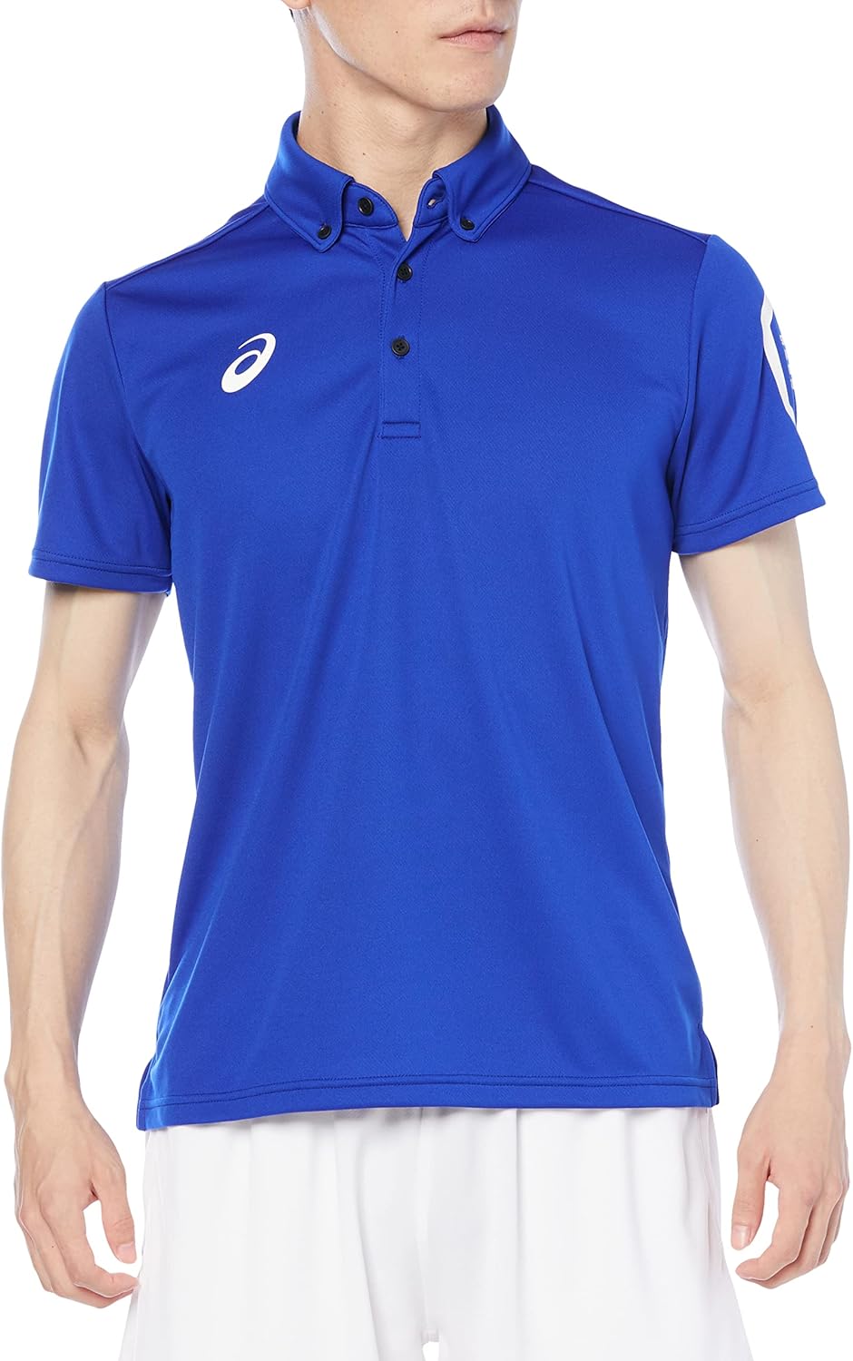 

Мужская тренировочная футболка-поло Asics 2031D728, с коротким рукавом, изготовлена из переработанного материала, синий