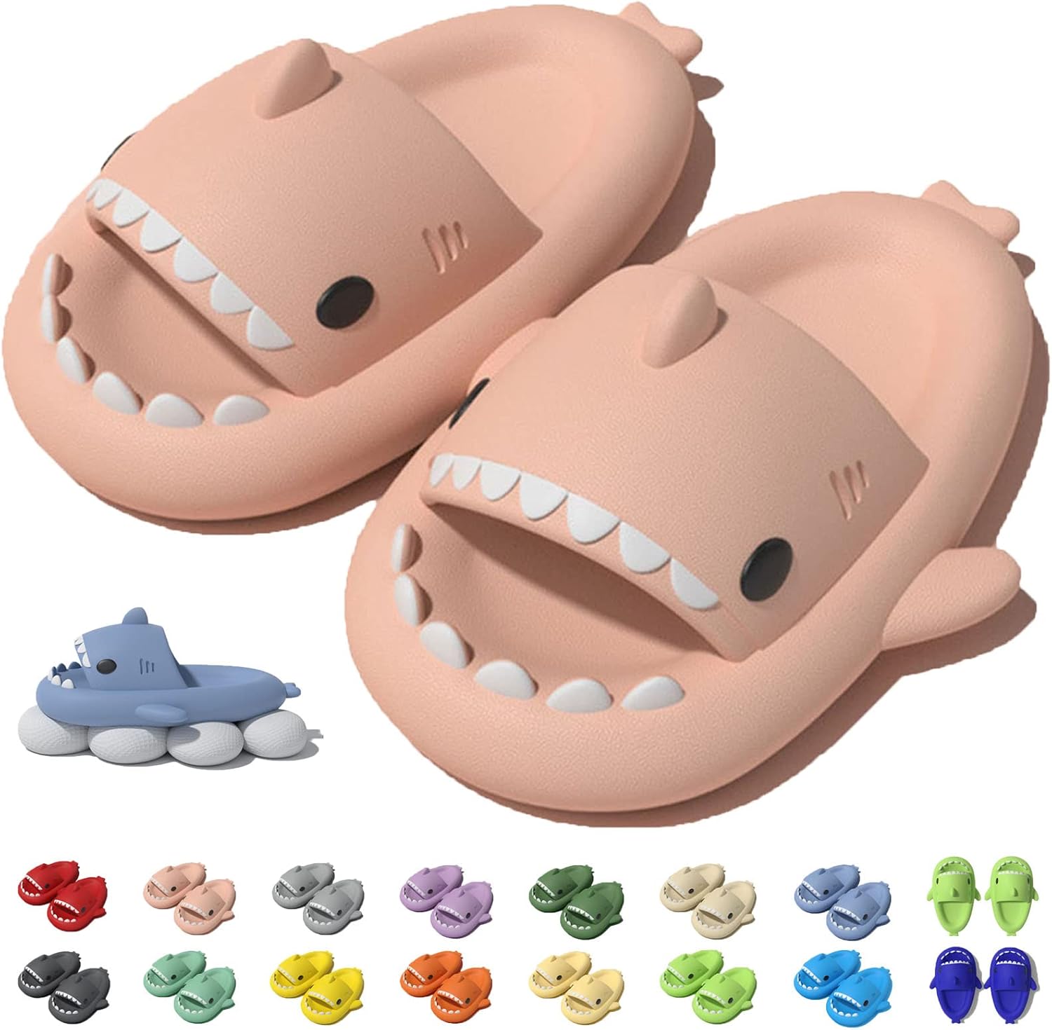 

Оригинальные шлепанцы Jfxgjuv Sharky, Нескользящие шлепанцы Shark с подушкой, сандалии для мужчин, женщин и детей, розовый