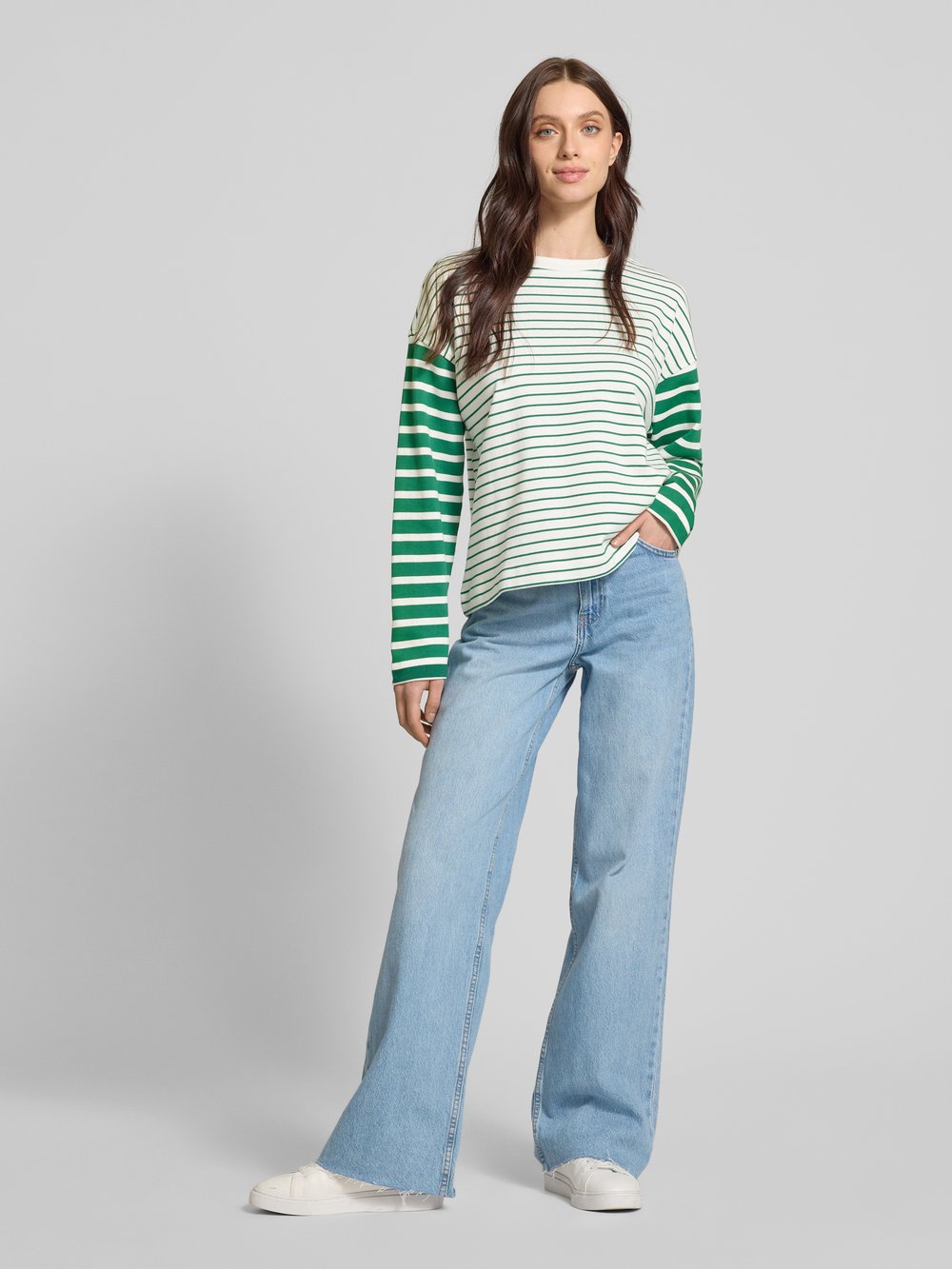 

Толстовка свободного кроя с полосатым узором Tom Tailor Denim, белый