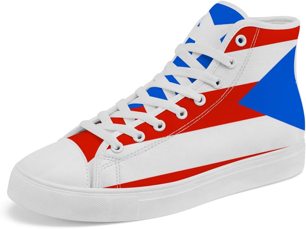 

Высокие парусикеды с флагом Пуэрто-Рико, кроссовки на шнуровке, повседневная обувь для женщин и мужчин Chebing, красный