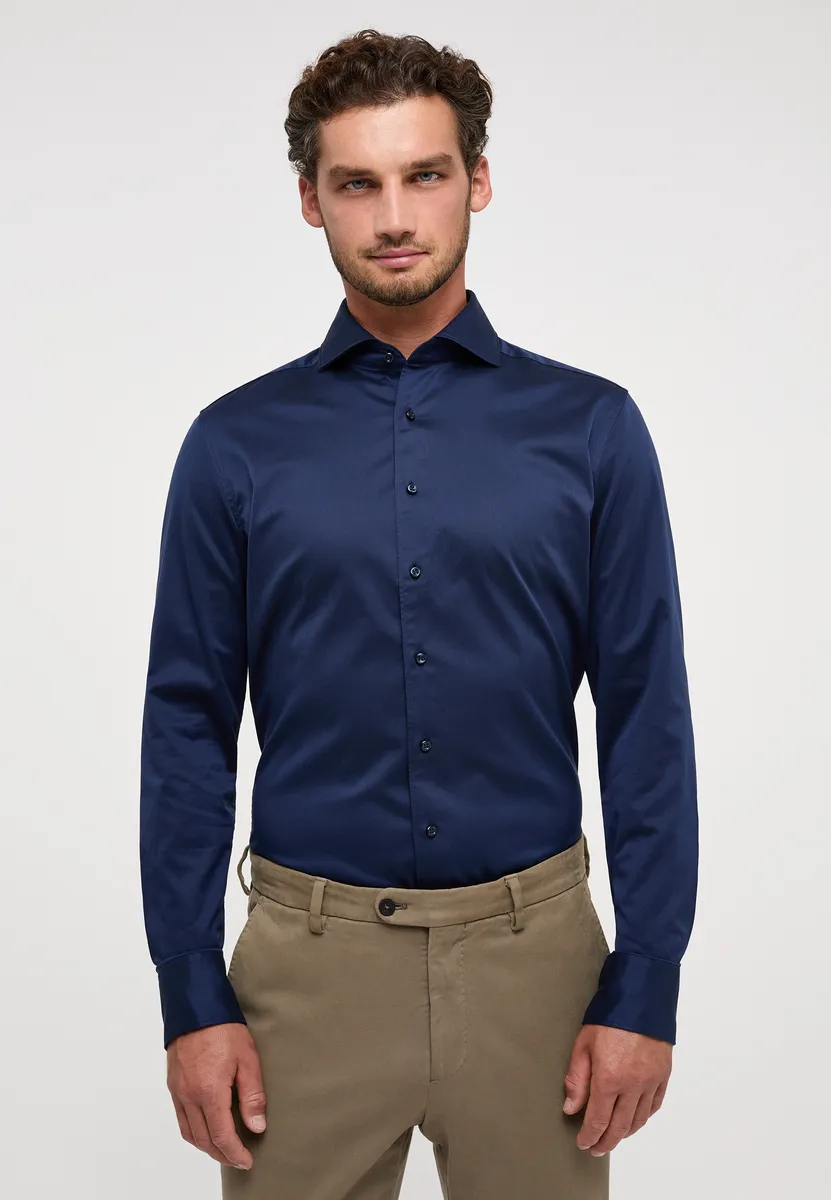 

Рубашка Eterna с длинными рукавами "SLIM FIT", цвет морской волны