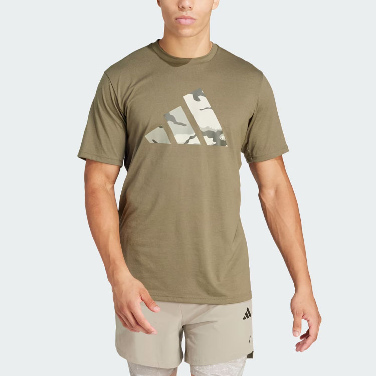 Футболка Adidas Seasonal Brand Love Camo, оливково-зеленая — фото 3