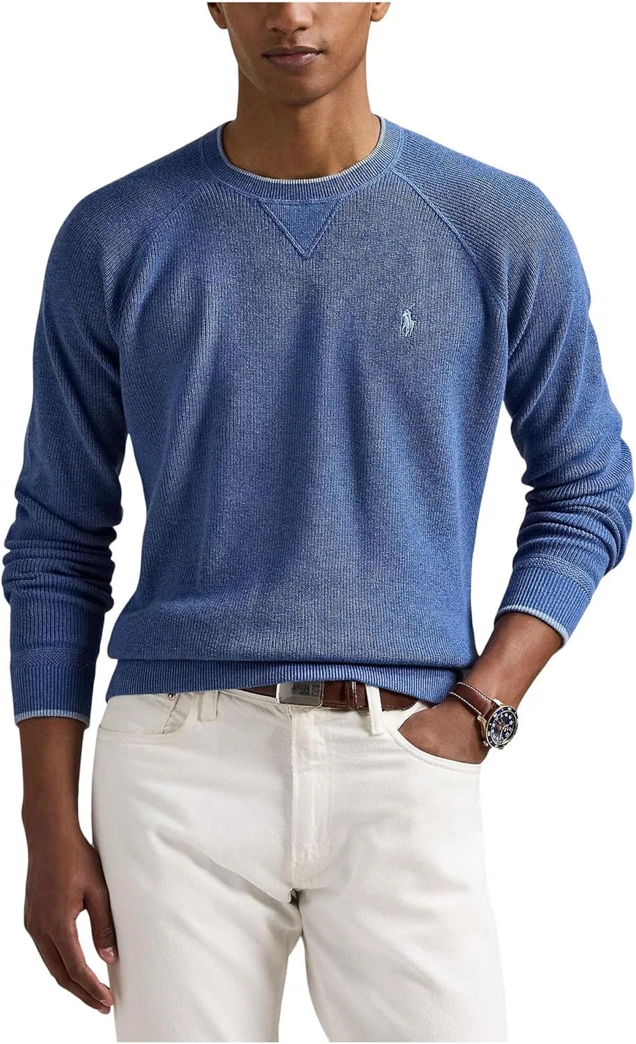 Мужской фактурный хлопковый свитер POLO RALPH LAUREN