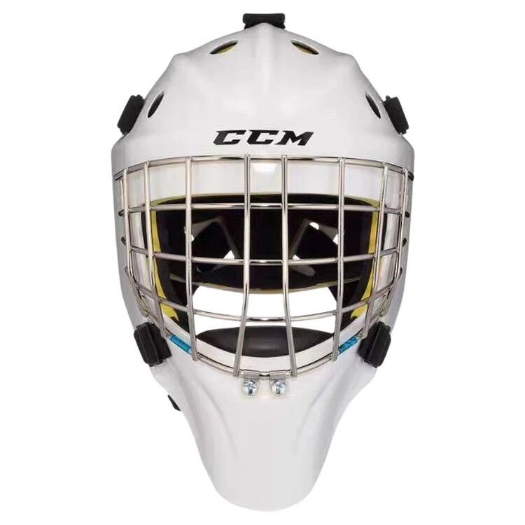 

CCM Шлем вратаря AXIS A1.5 для хоккея с шайбой, тренировочный и соревновательный, белый с черным текстом (размер SR)