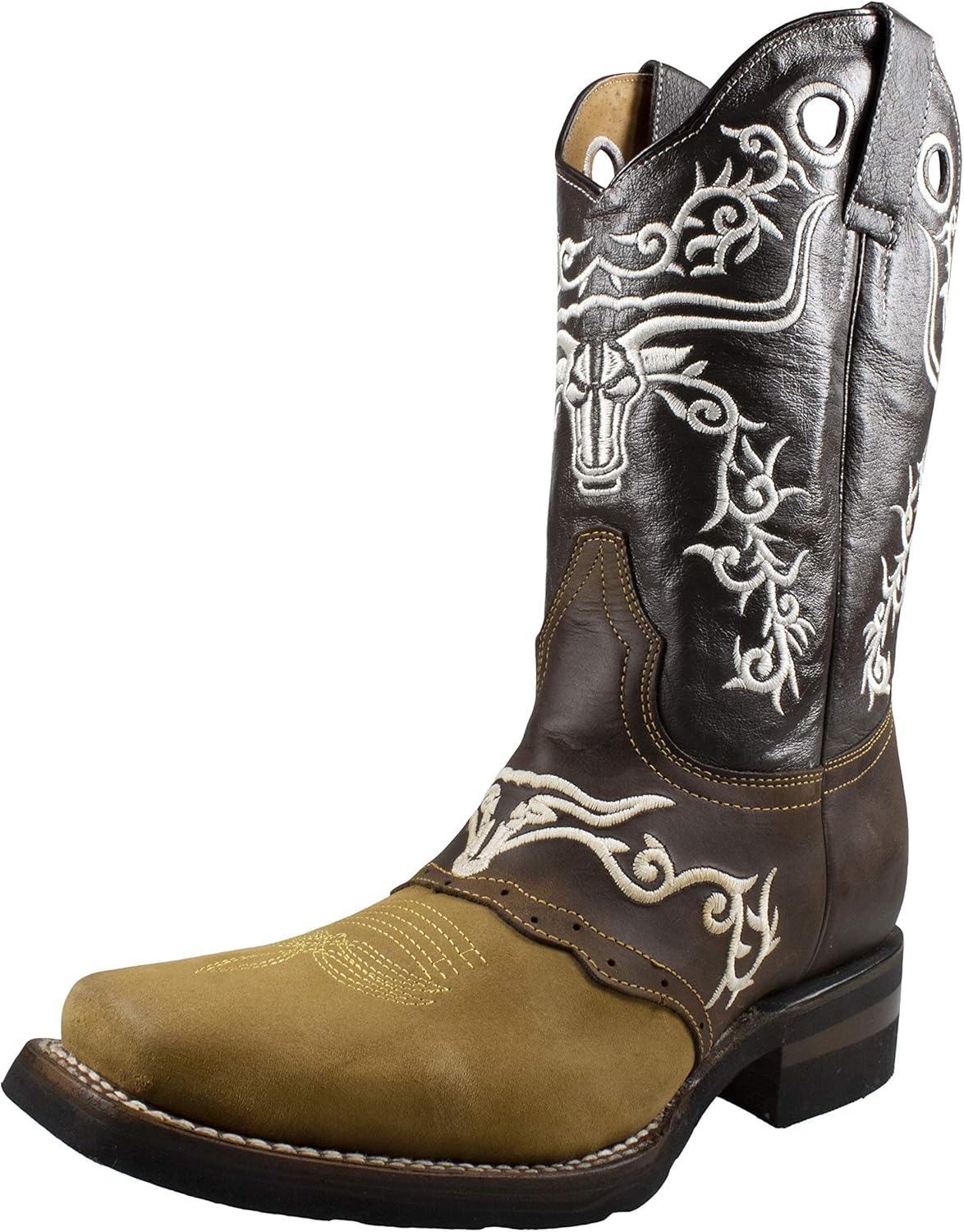 

Мужские ковбойские сапоги El General для родео, натуральная кожа, квадратный носок, «Безумный мед», размер ROD 10 Generic, Honey