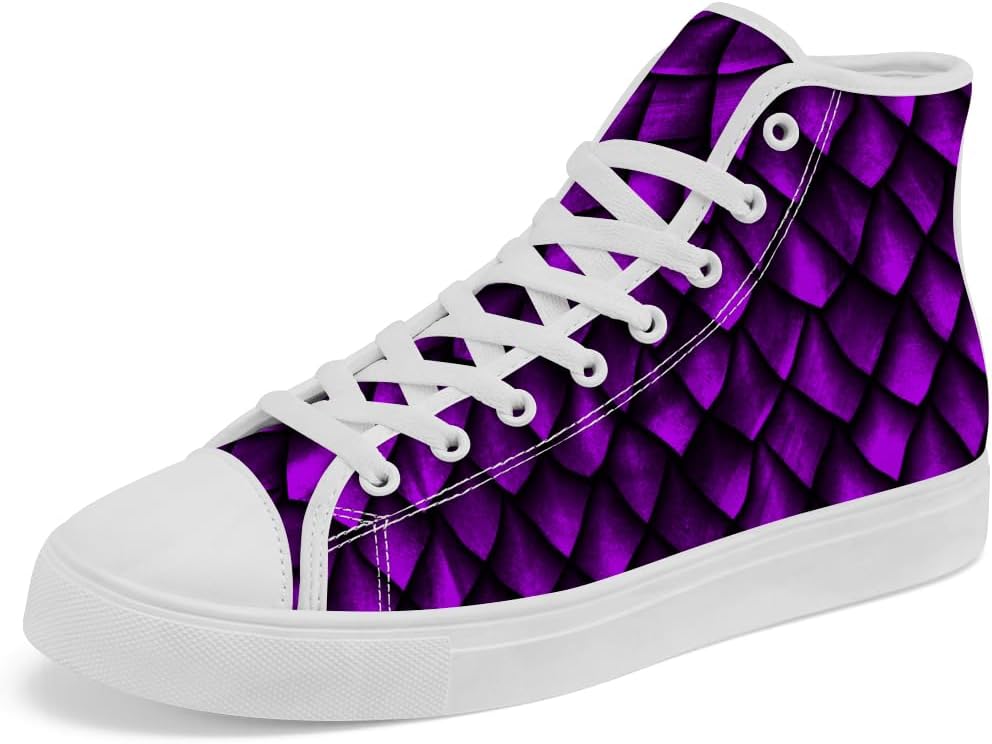 

Кеды на высокой подошве из холста с принтом дракона, высокие сникерсы с шнуровкой, повседневная обувь для женщин и мужчин Chebing, пурпурный