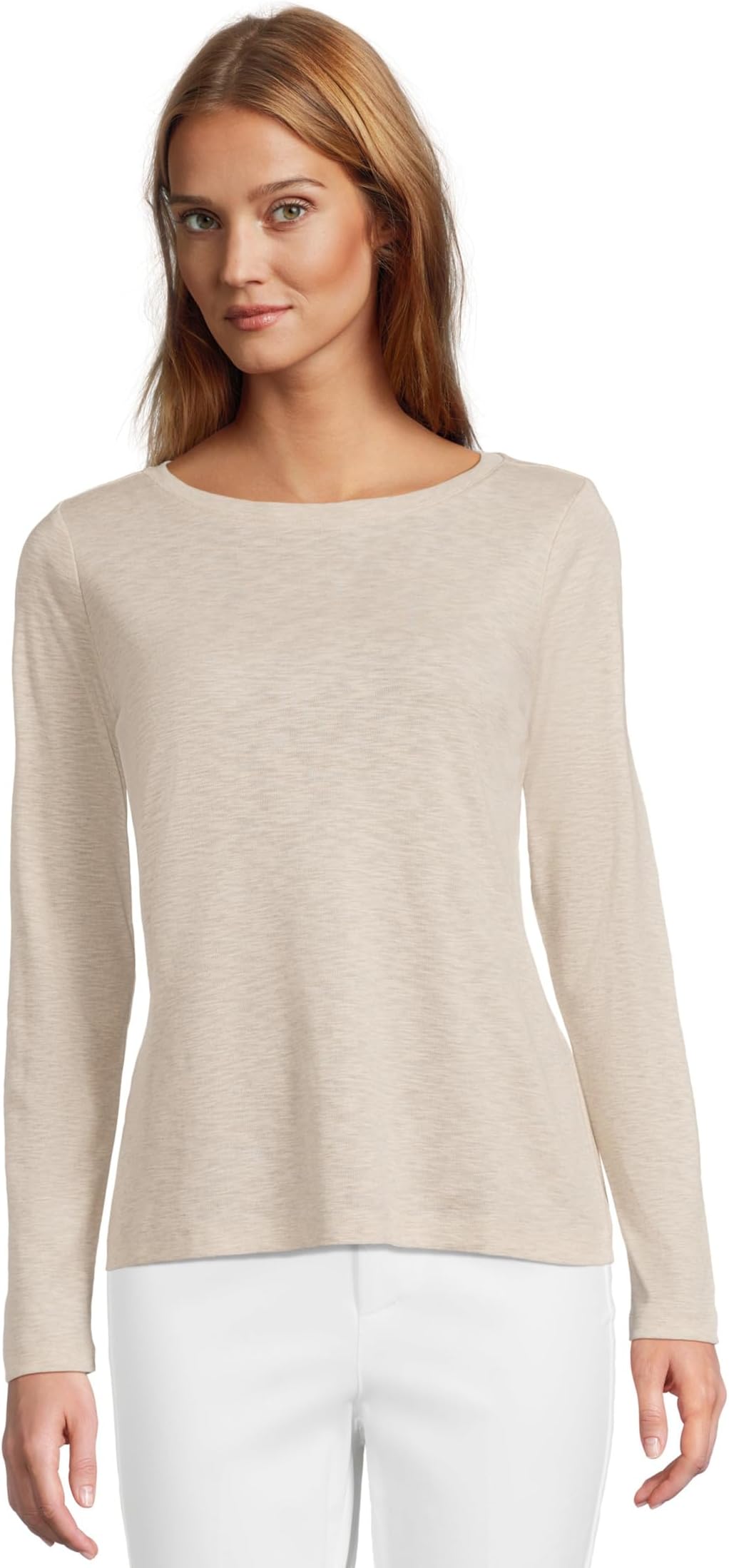 

Футболка NIC+ZOE Petite Long Sleeve Boat Tee, Sugar Cookie