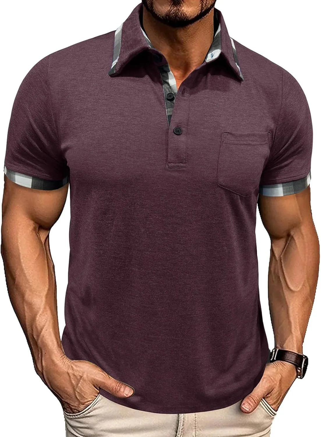 

Мужская повседневная рубашка с коротким рукавом и отложным воротником HYYGOCCTV