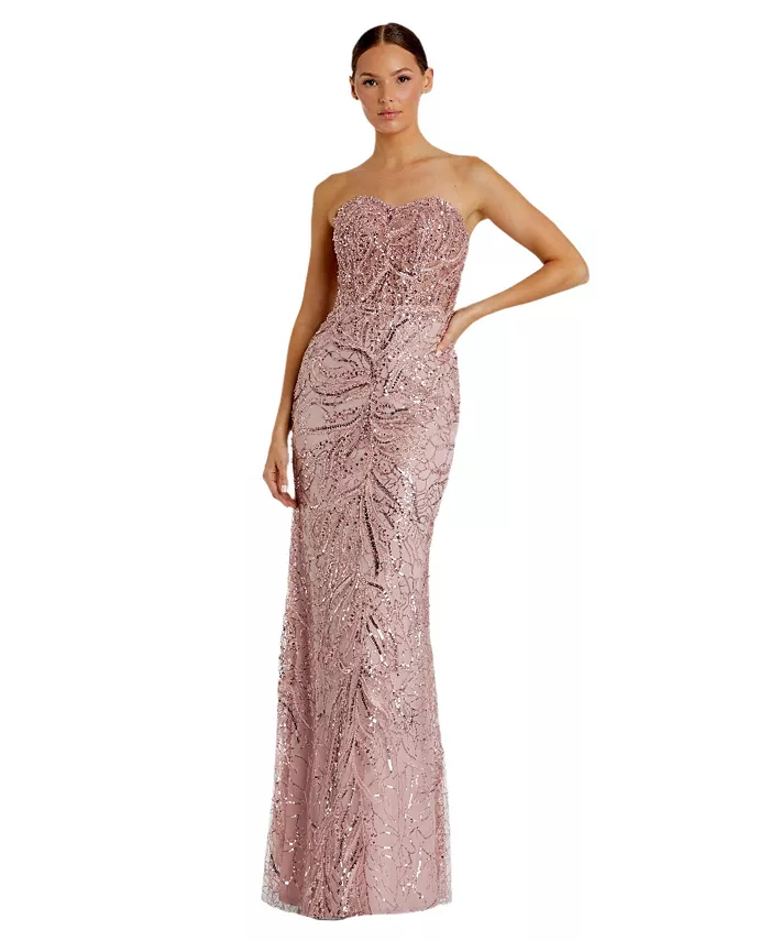 

Женское бесшовное платье с декором Mac Duggal, розовый