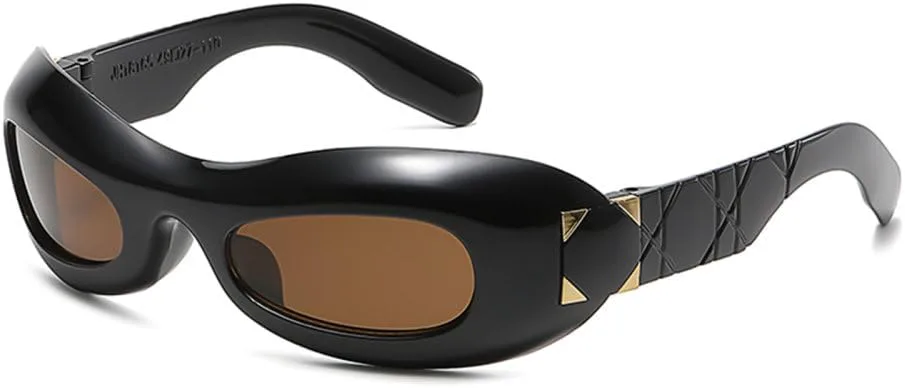 

LVTFCO Модные солнцезащитные очки в стиле ретро, ​​панк, футуризм, аксессуары, классические солнцезащитные очки в маленькой оправе для женщин, Black Brown