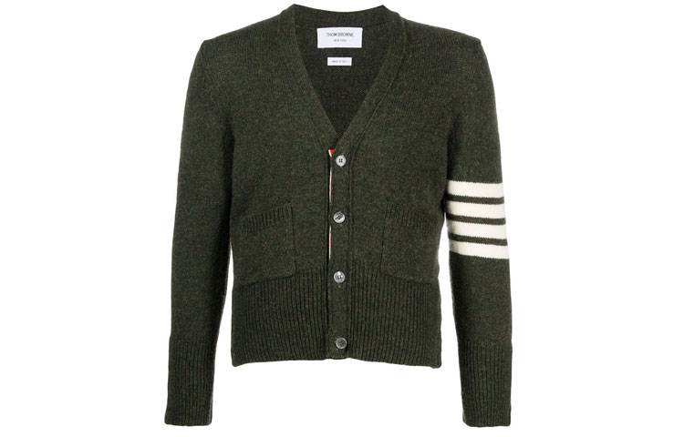 

Кардиган вязка 4 полосы THOM BROWNE, темно-зеленый