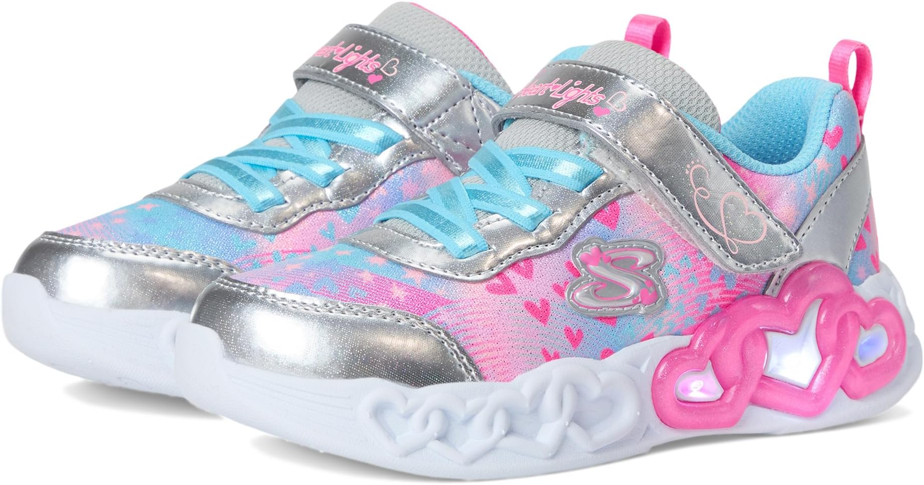 

Кроссовки SKECHERS KIDS Infinite Heart Lights - Heart Jewels 303261n, цвет Silver/Multi