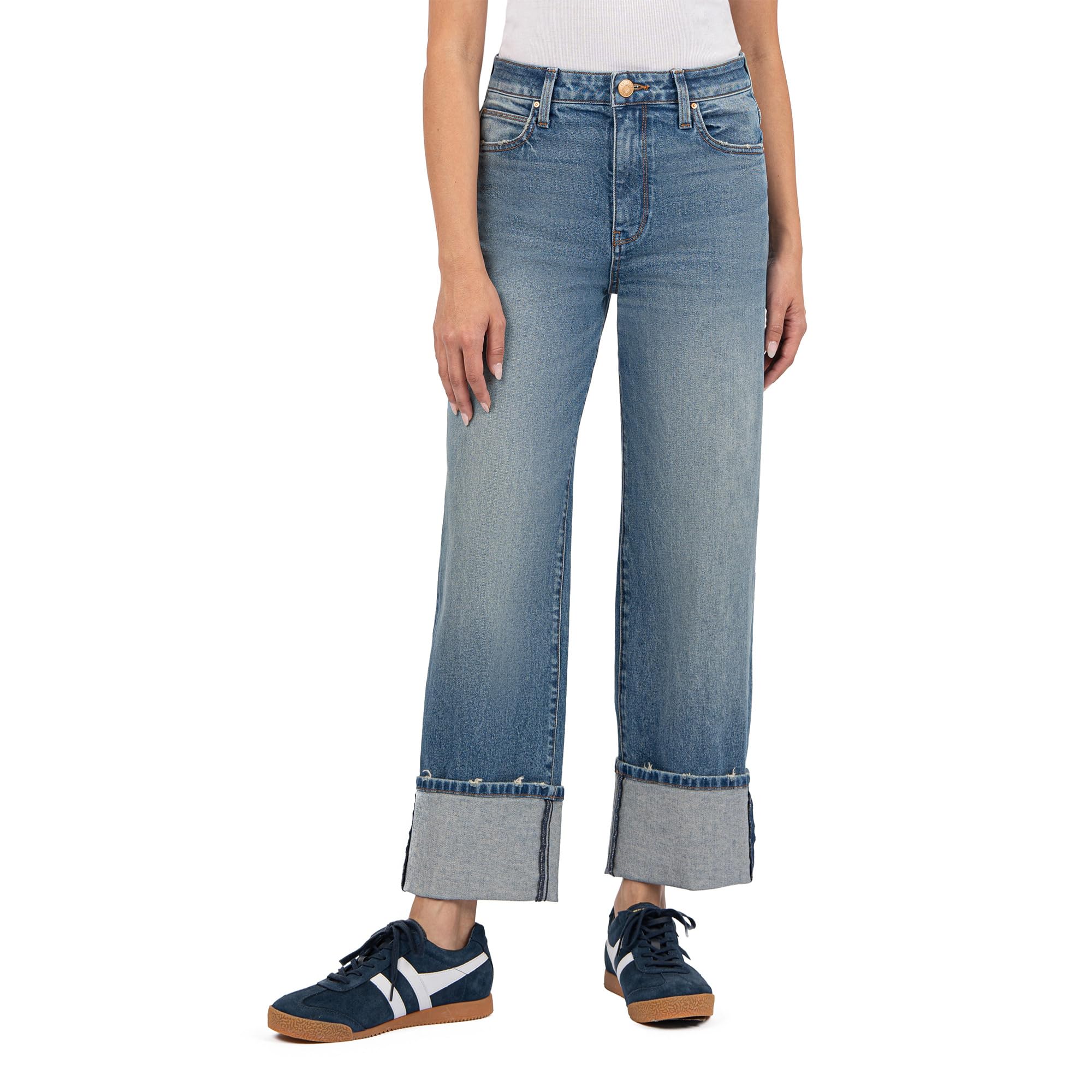 

Джинсы KUT from the Kloth SIENNA HIGH RISE WIDE LEG-ROLL UP 5", цвет Cuddle