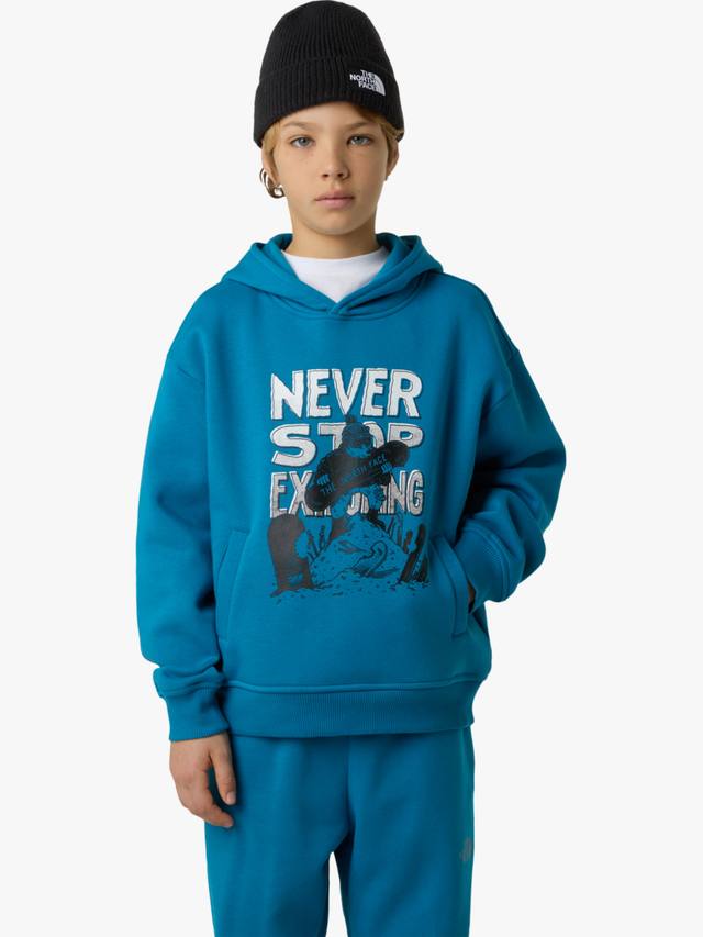 

Детский спортивный оверсайз худи из хлопковой смеси The North Face, Dusk Blue