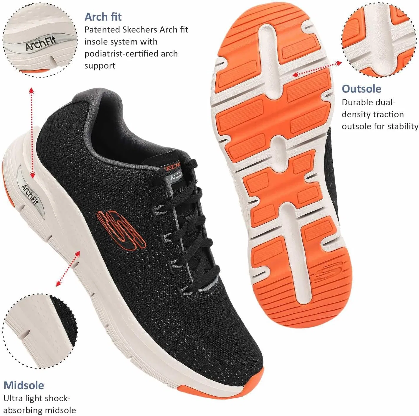 Мужские кроссовки Skechers Arch Fit Takar, черный — фото 3