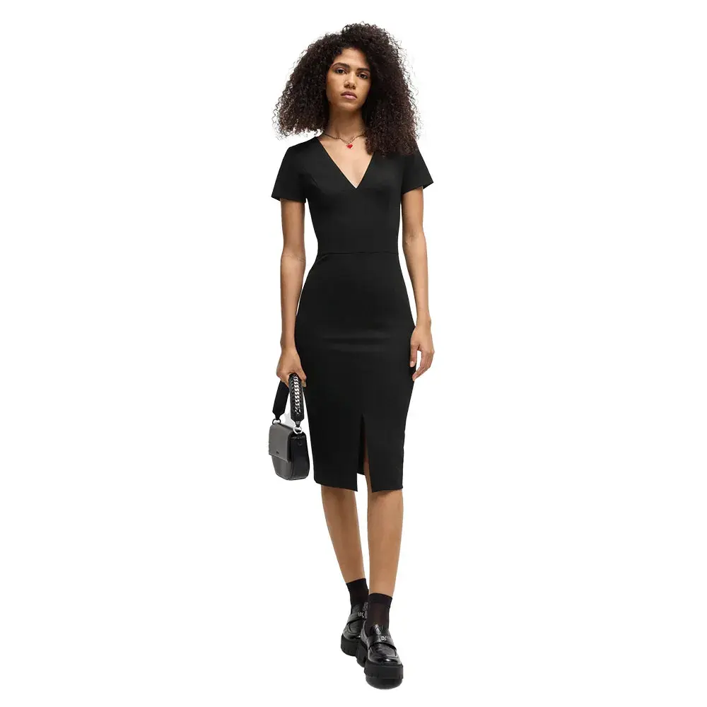 

Платье HUGO Kalamara 3 10251608 short sleeve midi, черный