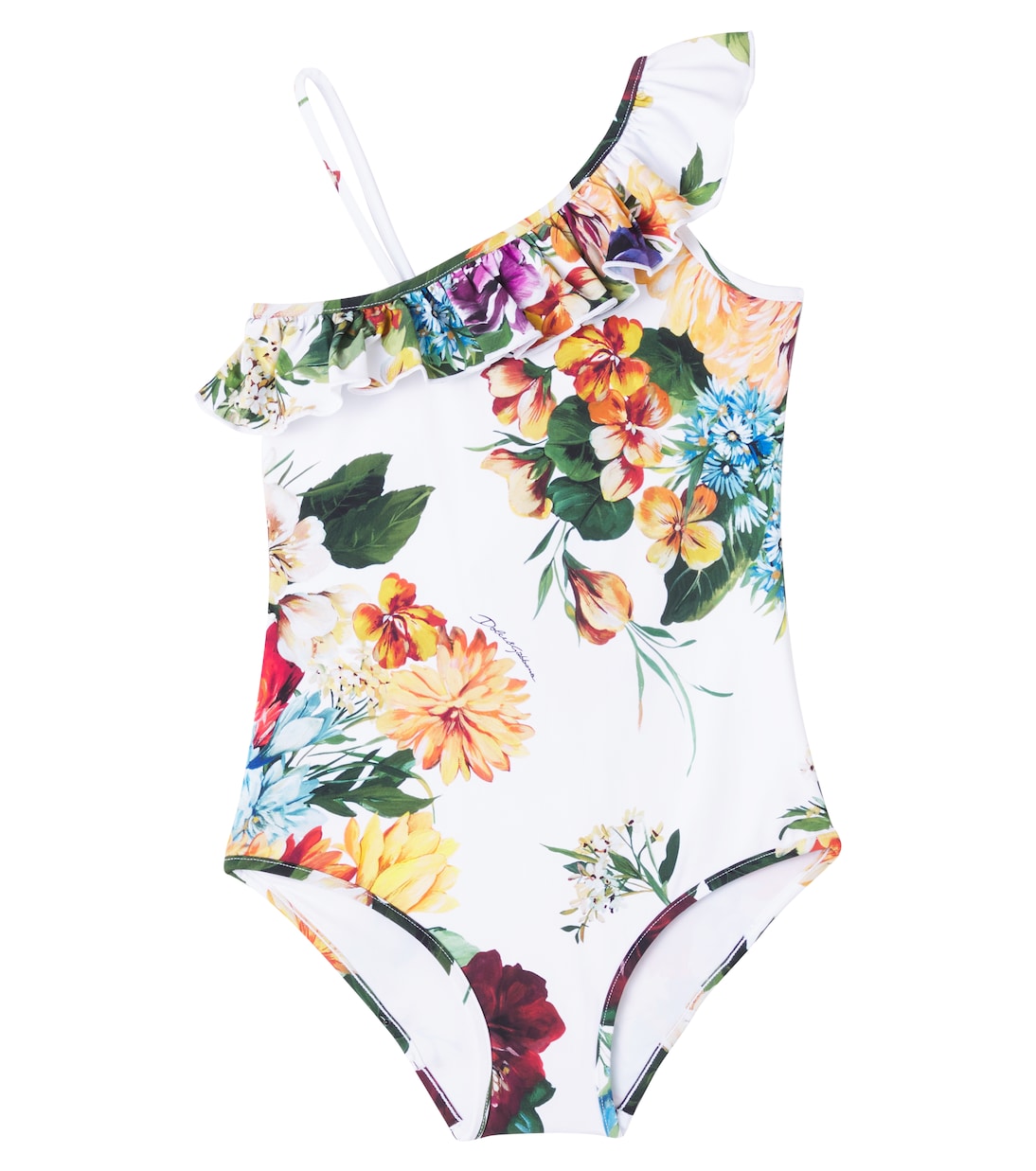 

Купальник "Fiori" с принтом и рюшами Dolce&Gabbana Kids, B. Fiori Cret. F. Bco