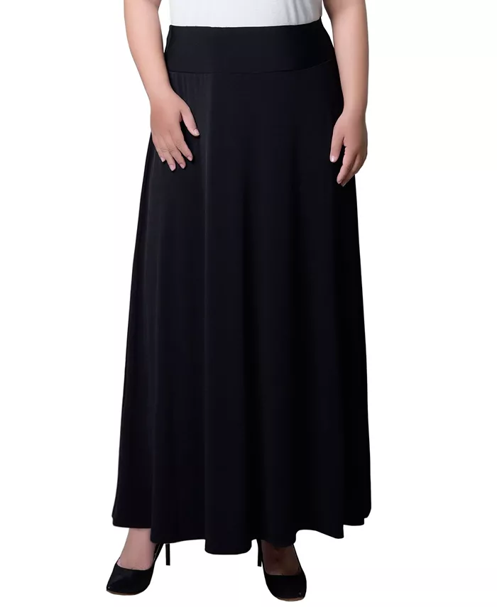 

Юбка макси с широким кокеткой Plus Size NY Collection, черный