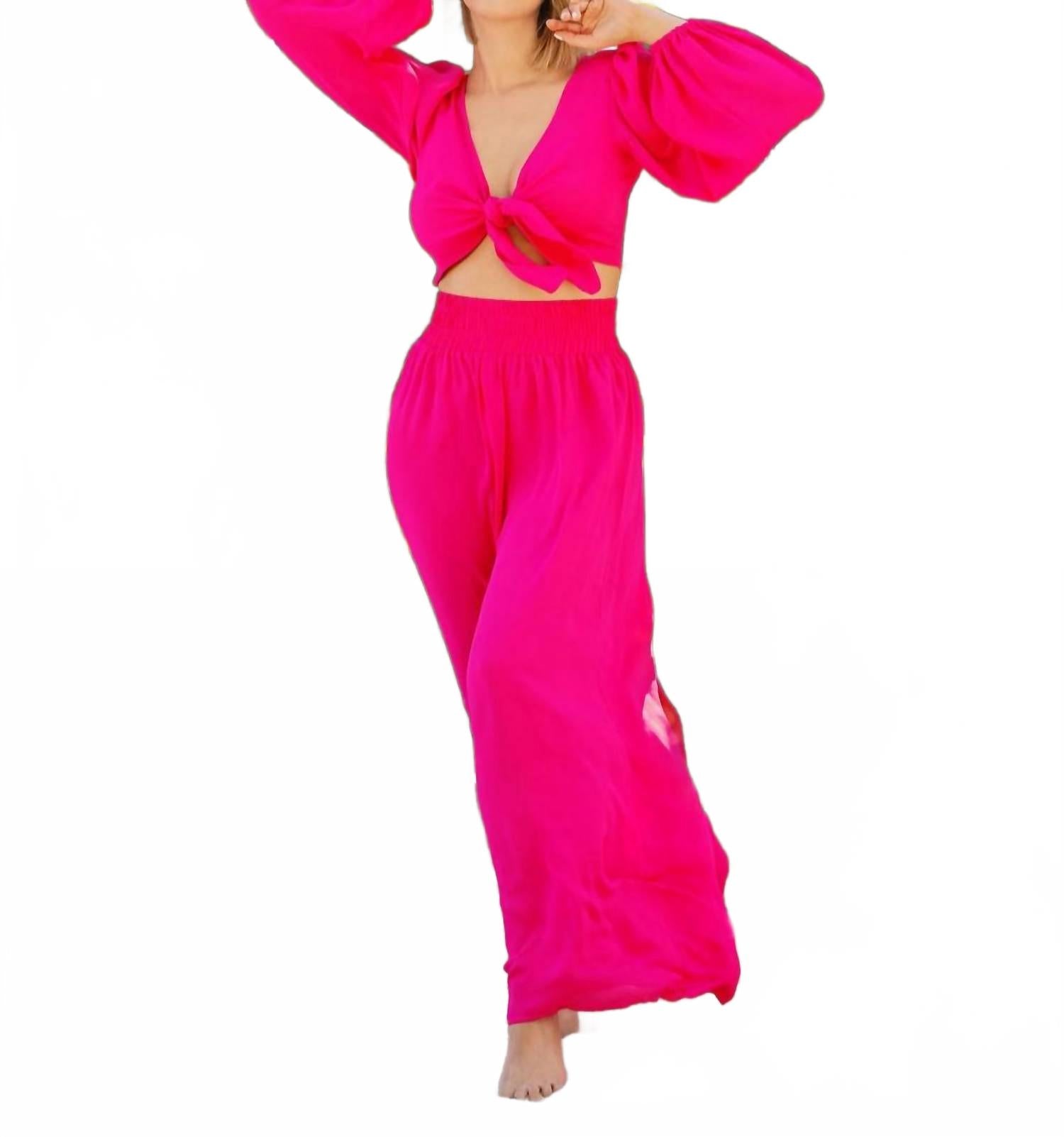 

Брюки палаццо цвета фуксии Lia Sahara, фуксия