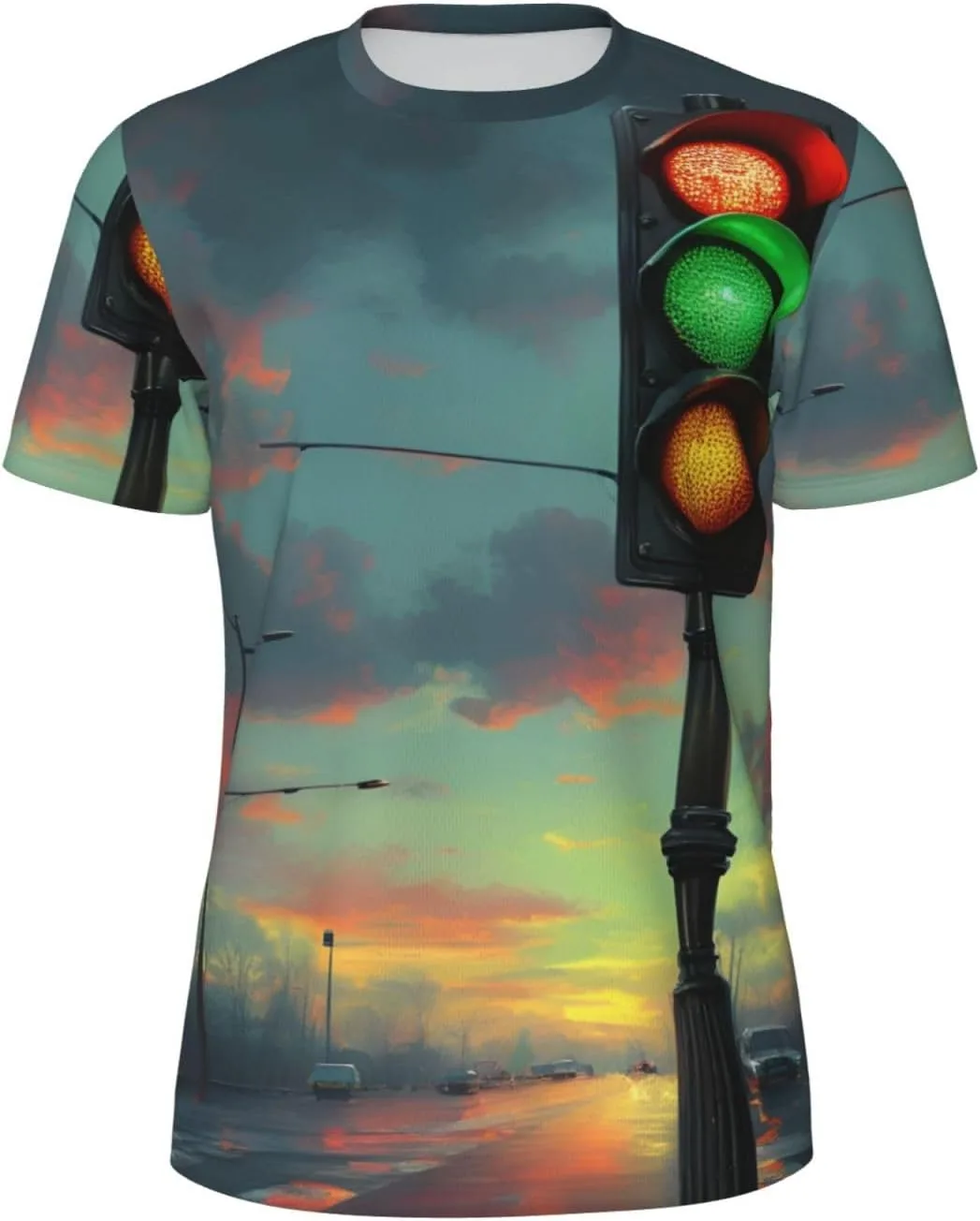 

Футболка мужская летняя с принтом Traffic Light, легкая и дышащая SDFHU