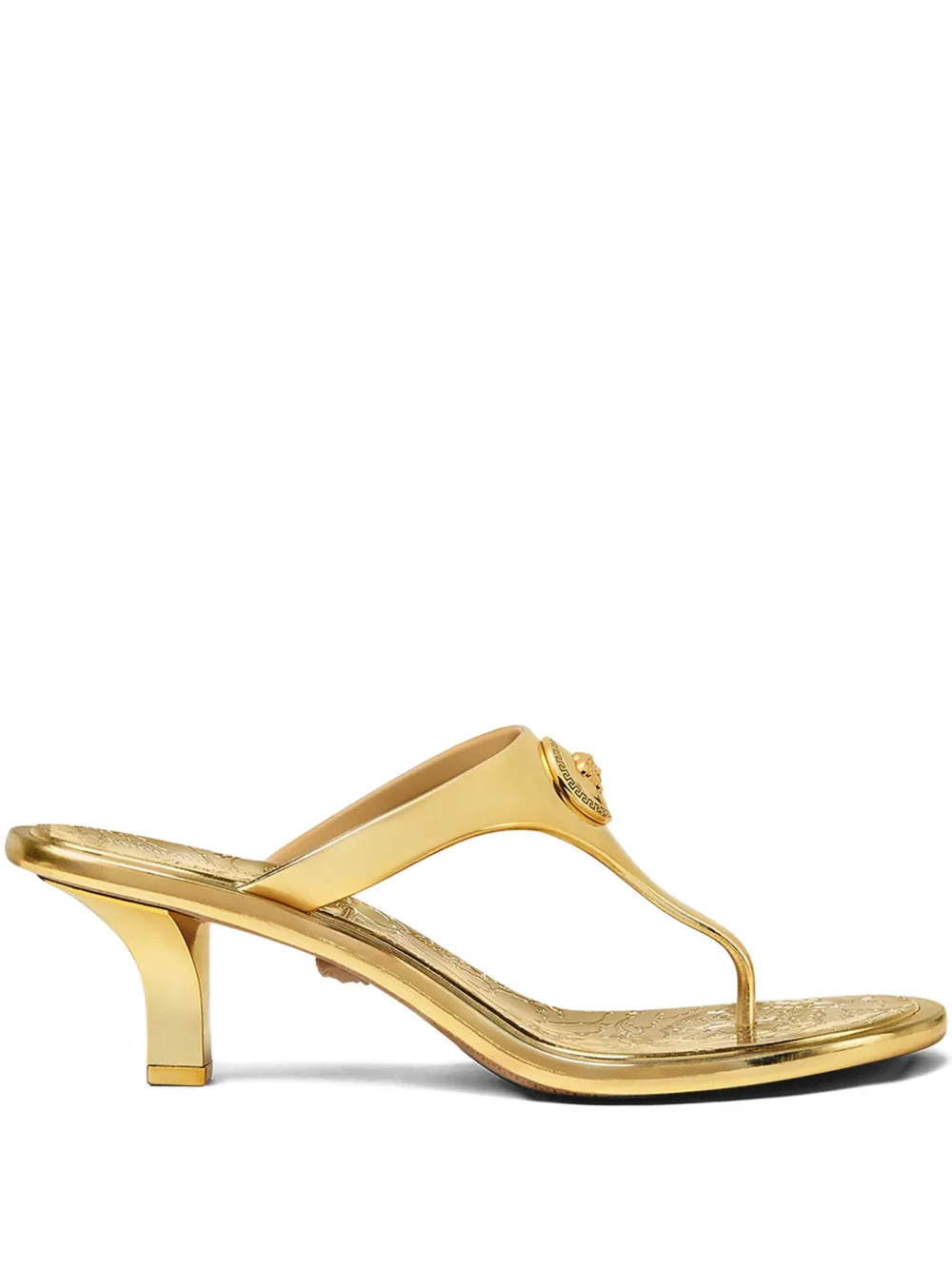 Мюли Alia 55 с эффектом металлик VERSACE, золотой