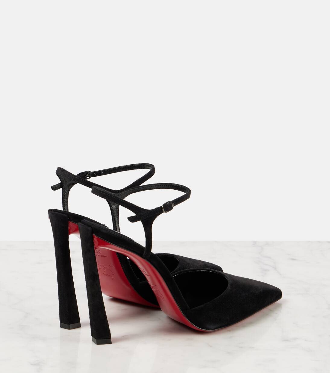 Туфли-лодочки Condora Riviera 100 из замши с открытой пяткой Christian Louboutin, цвет black/lin black — фото 2