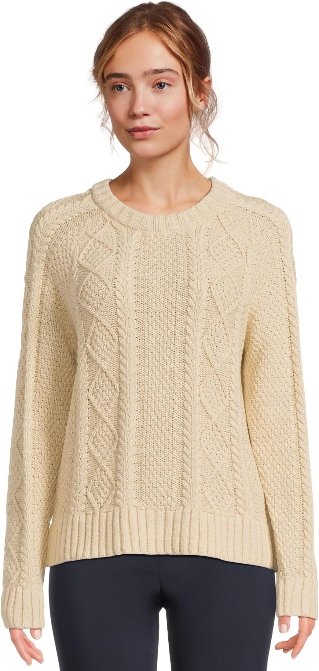 

Свитер L.L.Bean Signature Cotton Fisherman Crewneck Sweater, бежевый