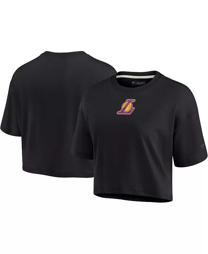 

Женская черная укороченная футболка супермягкого силуэта Los Angeles Lakers Fanatics Signature