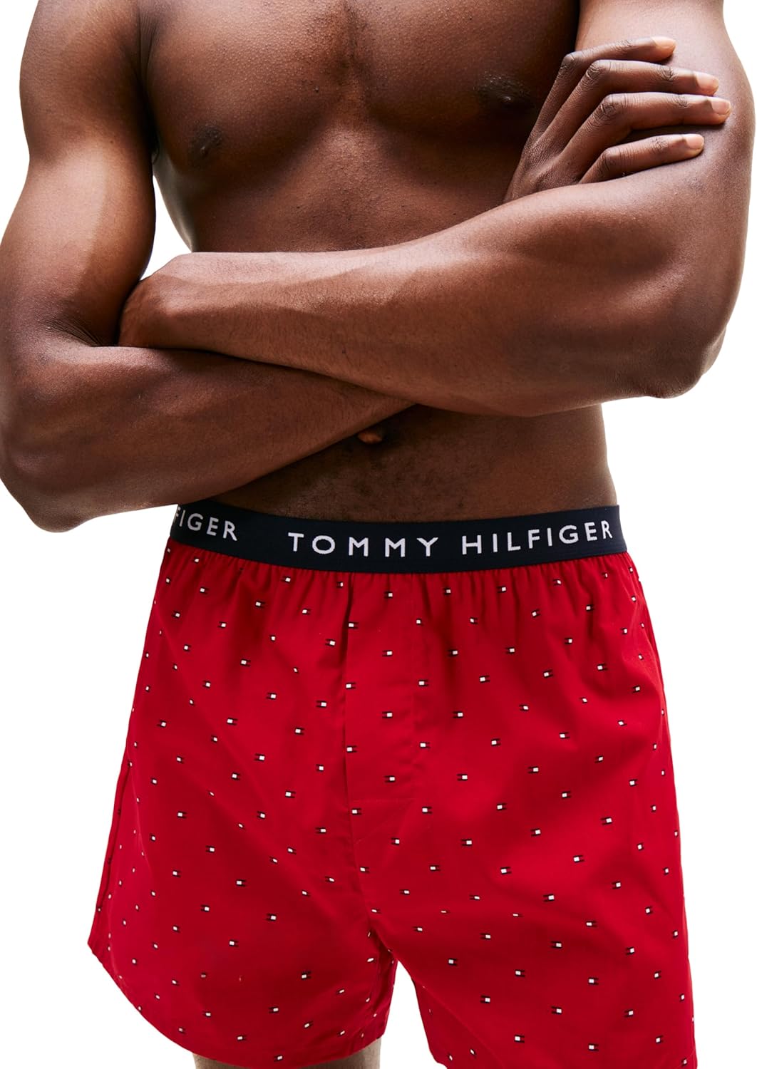 Мужские классические хлопковые боксеры Tommy Hilfiger, комплект из 4 пар, Grey Micro Flag, Primary Red Micro Flag, Pacific Blue Micro Flag, Navy Micro Flag — фото 4