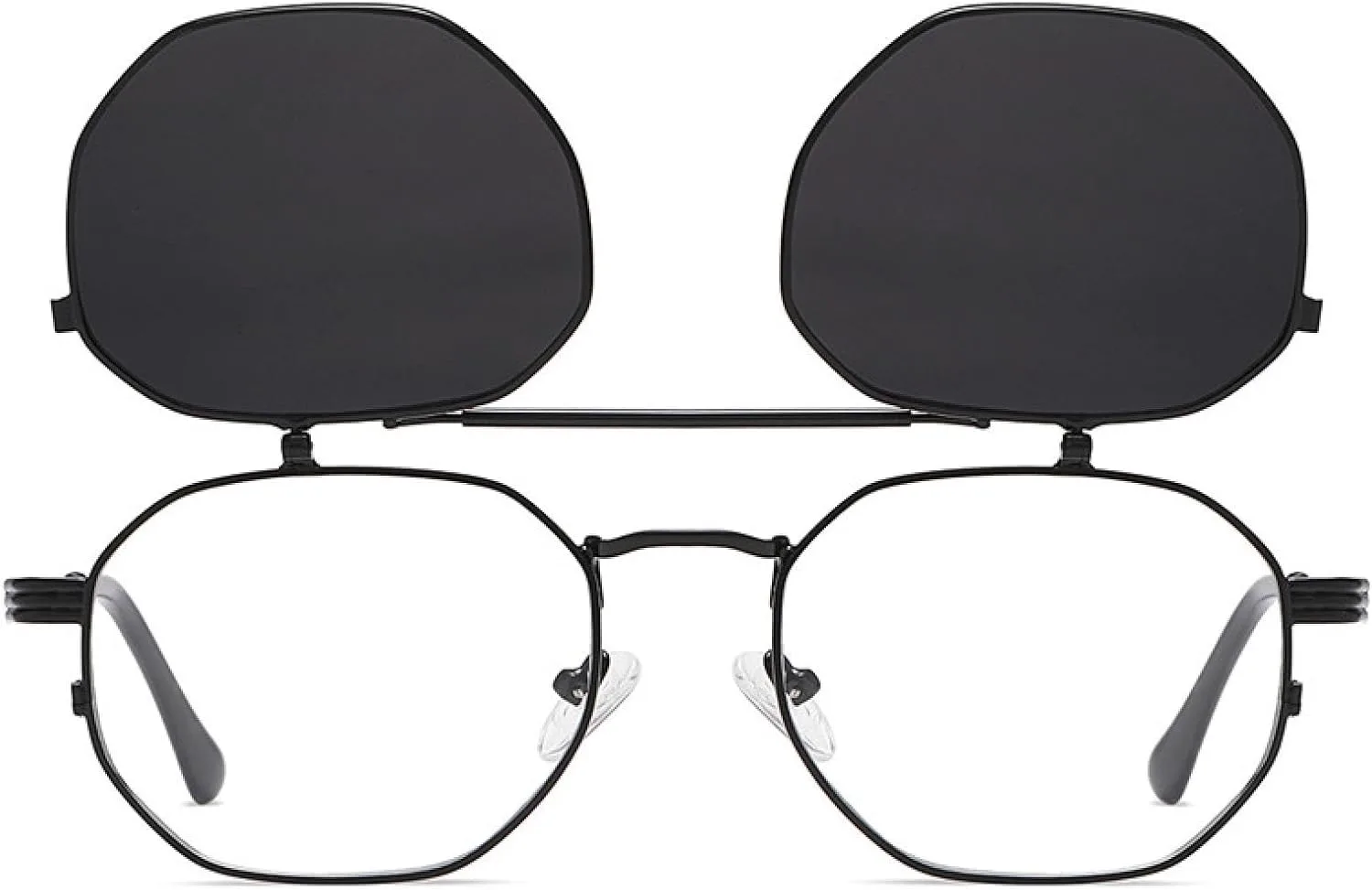 

Ретро-металлические панк-солнцезащитные очки для мужчин и женщин, с откидными линзами, прозрачные линзы Ocean Lens, защита от УФ-излучения UV400 HHZZYVY, Black Gray