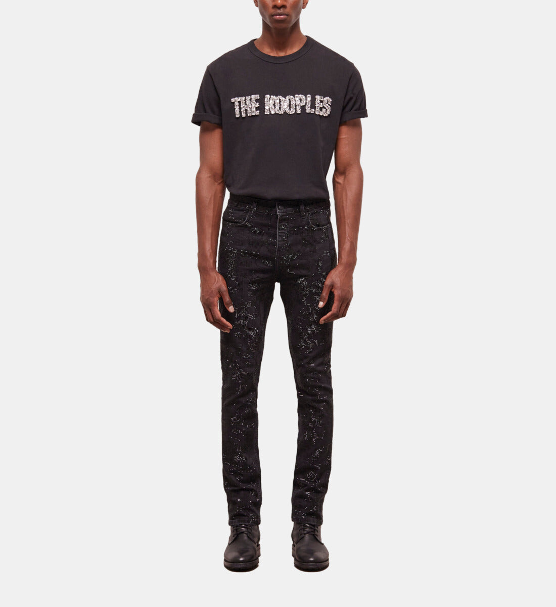 

Черные джинсы узкого кроя со стразами THE KOOPLES, цвет Black Washed