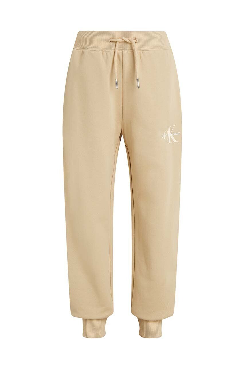 

Хлопковые спортивные брюки Calvin Klein Jeans для мальчика/девочки с логотипом MONOGRAM, бежевый