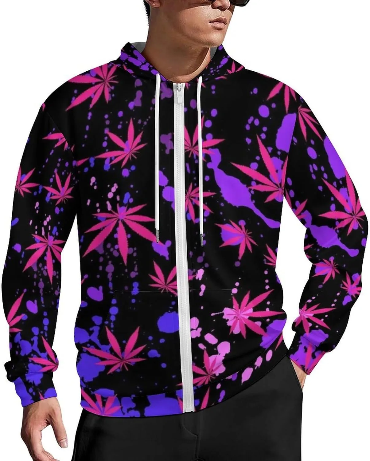 

Толстовка с капюшоном Weed Leaf Yellow, мужская, на молнии, оверсайз