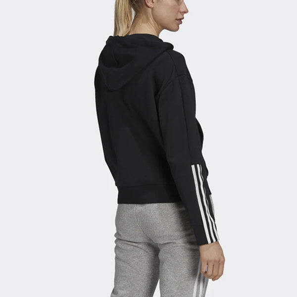 Толстовка Essentials свободного кроя с 3 полосками и молнией по всей длине Adidas, черный — фото 3